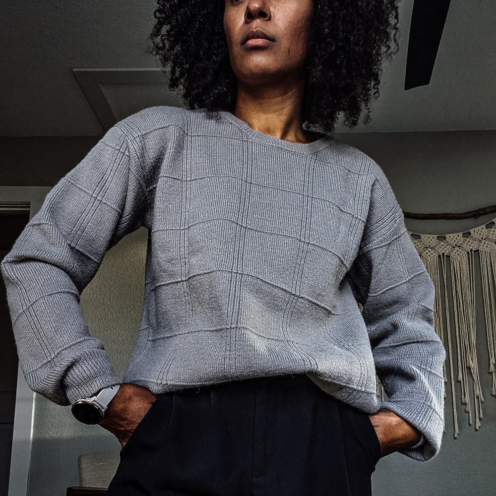 NWT Commense Glen Check Knit Oversized Sweater